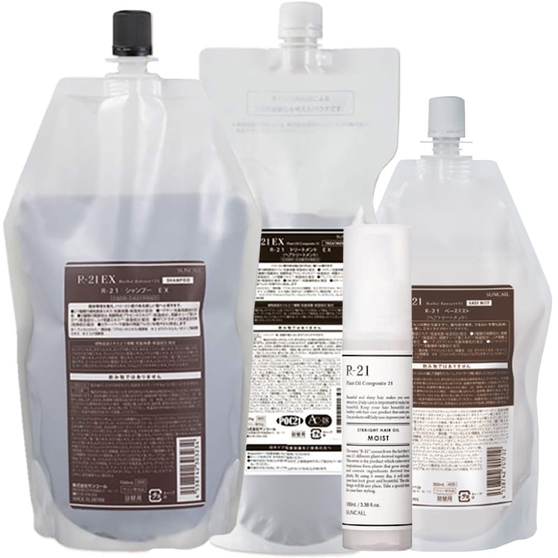サンコール R-21 EX シャンプー 700mL + EX トリートメント 700g + ヘアオイル モイスト 100ml + ベースミスト 360ml 詰替え セット