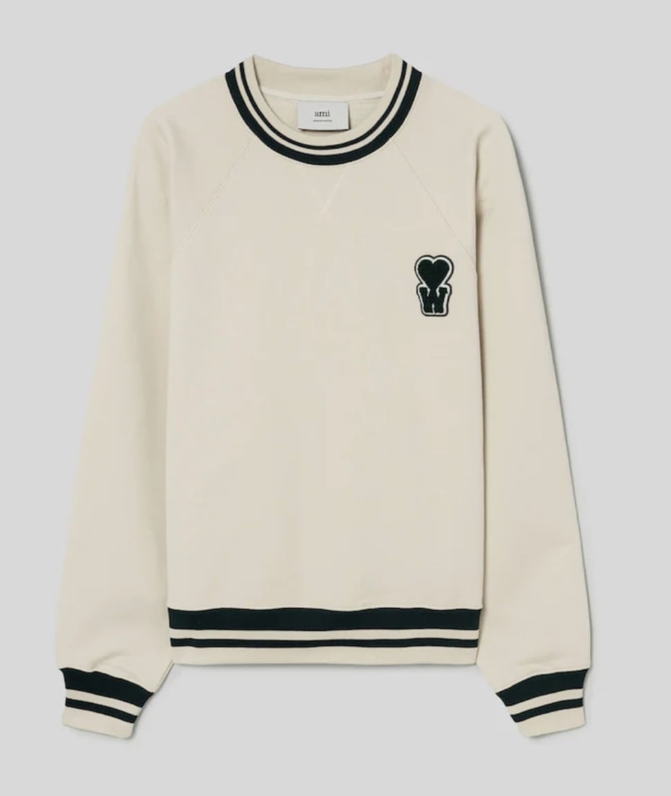 【公式】韓国限定 チェウシク x AMI コラボ(Unisex) Ws Patch Sweatshirt - Ecru/Vert Fonce