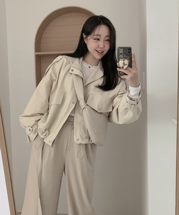 9075 オーバーフィット ストリング ショートミリタリー ジャンパーjk(2color)