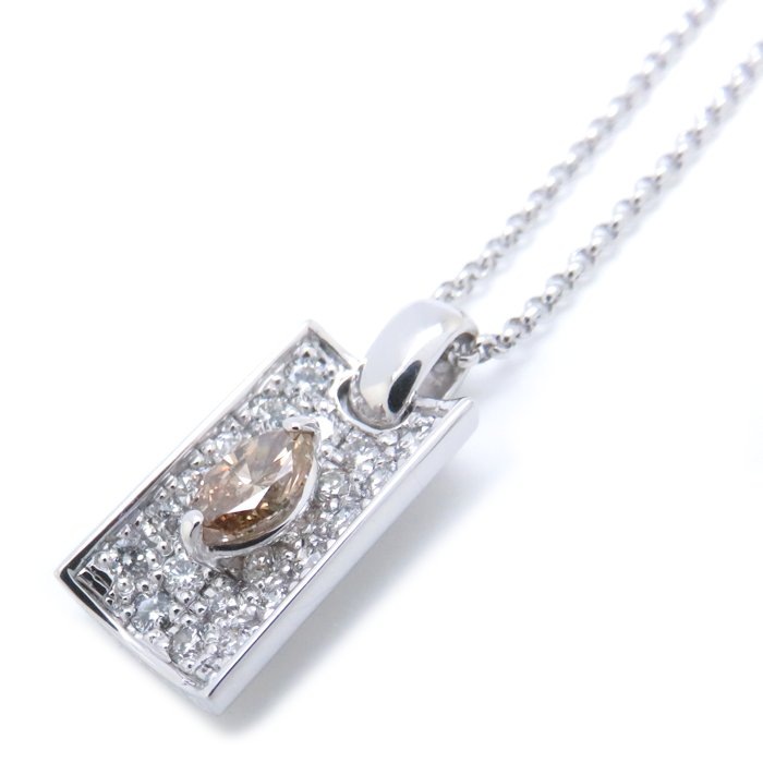 ダイヤモンド ネックレス ブラウンダイヤモンド0.346ct ダイヤモンド0.50ct K18WG ホワイトゴールド×K18PG ピンクゴールド/ 73813【中古】