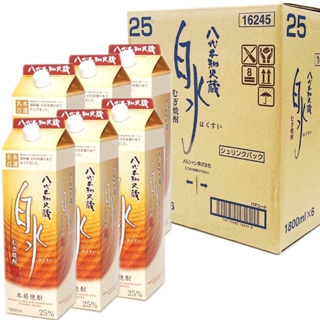 麦焼酎 白水 1.8Lパック 6本入り ケース