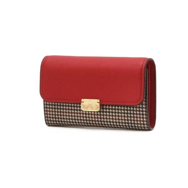 AK水原店 ハンドバッグ レッド チェックポイント配色 二つ折り財布 DCWA5F856
