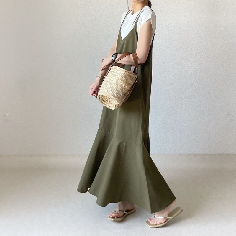 スカート フレアスカート ジャンパースカート ロング丈 レイヤード 裾フレア 韓国 レディース オルチャン 可愛い かわいい 大人可愛い きれいめ シンプル カジュアル おしゃれ お洒落