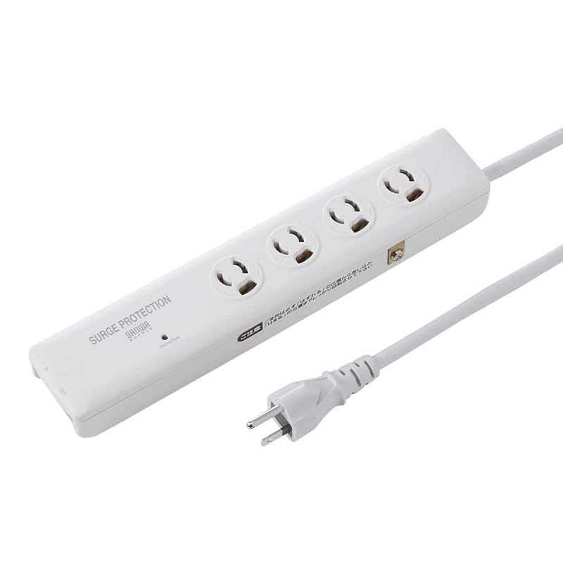 即納：サンワサプライ 高性能雷ガードタップ(3P抜け止め・4個口・2m) TAP-SP311TEL グレー