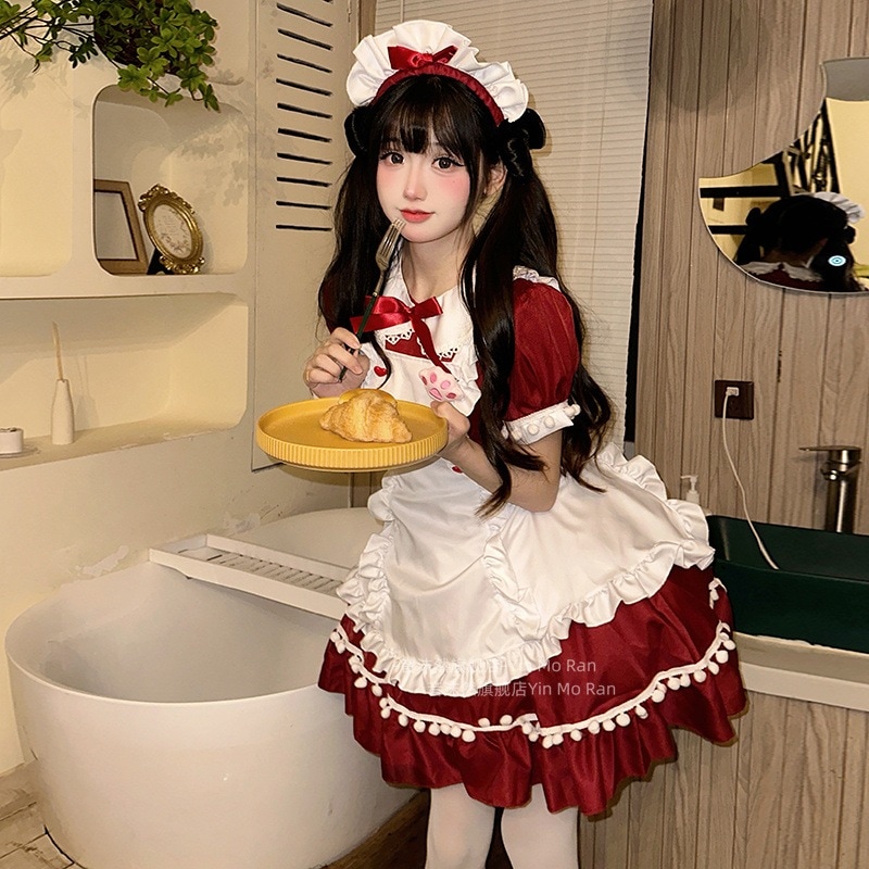 コスプレ　ハロウィン正規品甘酒紅 * ロリータかわいい猫爪メイド服コスプレコーヒーメイドcos少羅スカート