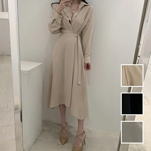 ワンピース カジュアル ロング マキシ丈ワンピ 韓国 ファッション レディース 春 夏 カジュアル コーデ シンプル 定番 セレカジ 20代 30代 40代 2025 アシメ ウエストマーク ド