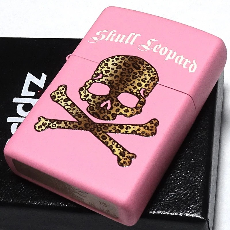 ZIPPO スカルレパード ジッポ ライター 可愛い ヒョウ柄 ピンク 骸骨 レオパード ガイコツ レディース メンズ プレゼント ギフト