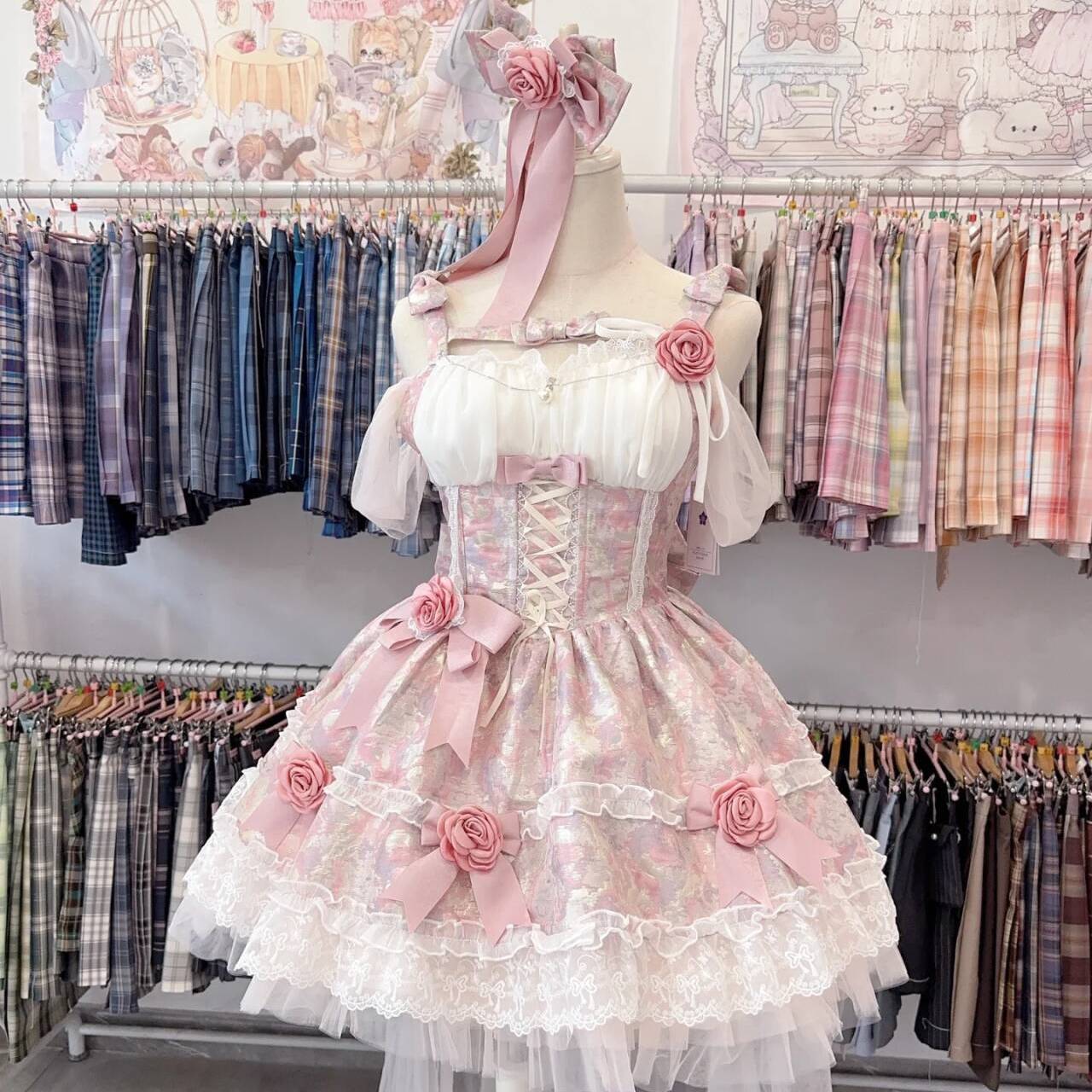 夏の和風プリンセスドレス美しい気質ウエスト痩身ハイウエストチュチュスカートショートスカート妖精