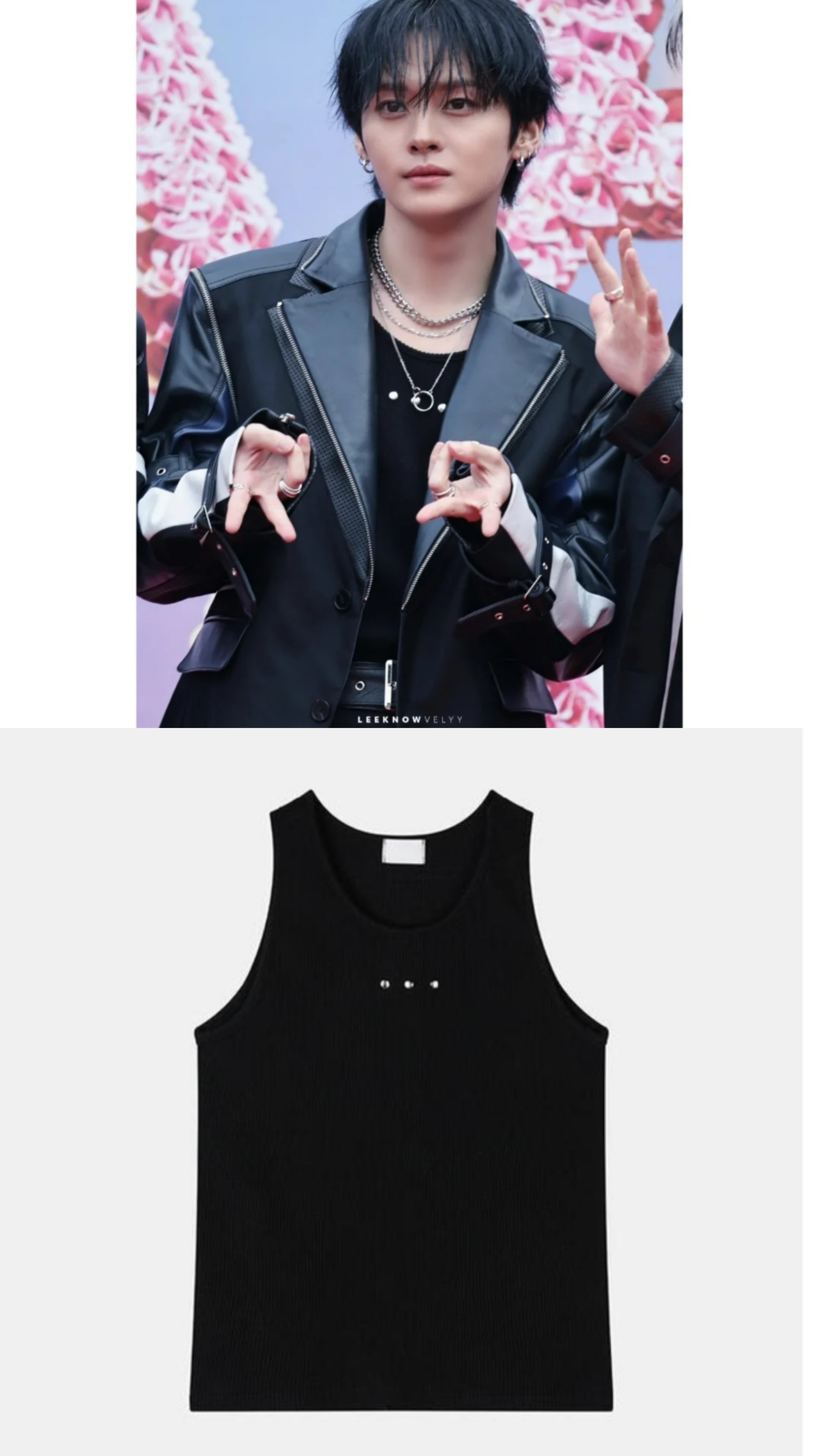 2plan/Stray kids leeknow wear/Holdy Ribbed Stud Sleeveless (3 colors)