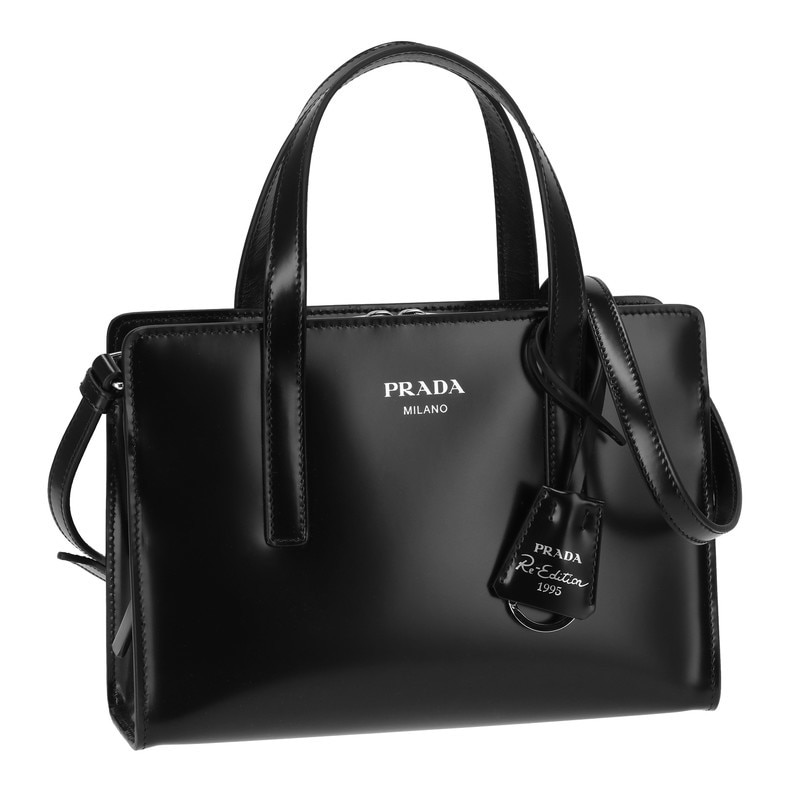 PRADA 1BA357 SPAZZOLATO OOO/NER RE EDITION 1995 プラダ リエディション 1995 2WAYバッグ ブラッシュドレザー ブラック/シルバー