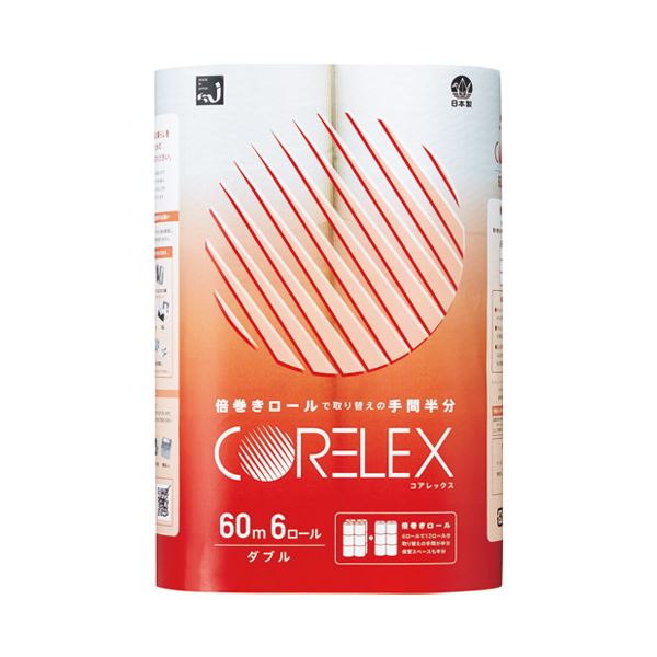 （まとめ） コアレックス信栄 コアレックス倍巻ロール ダブル 6ロール(×10セット)