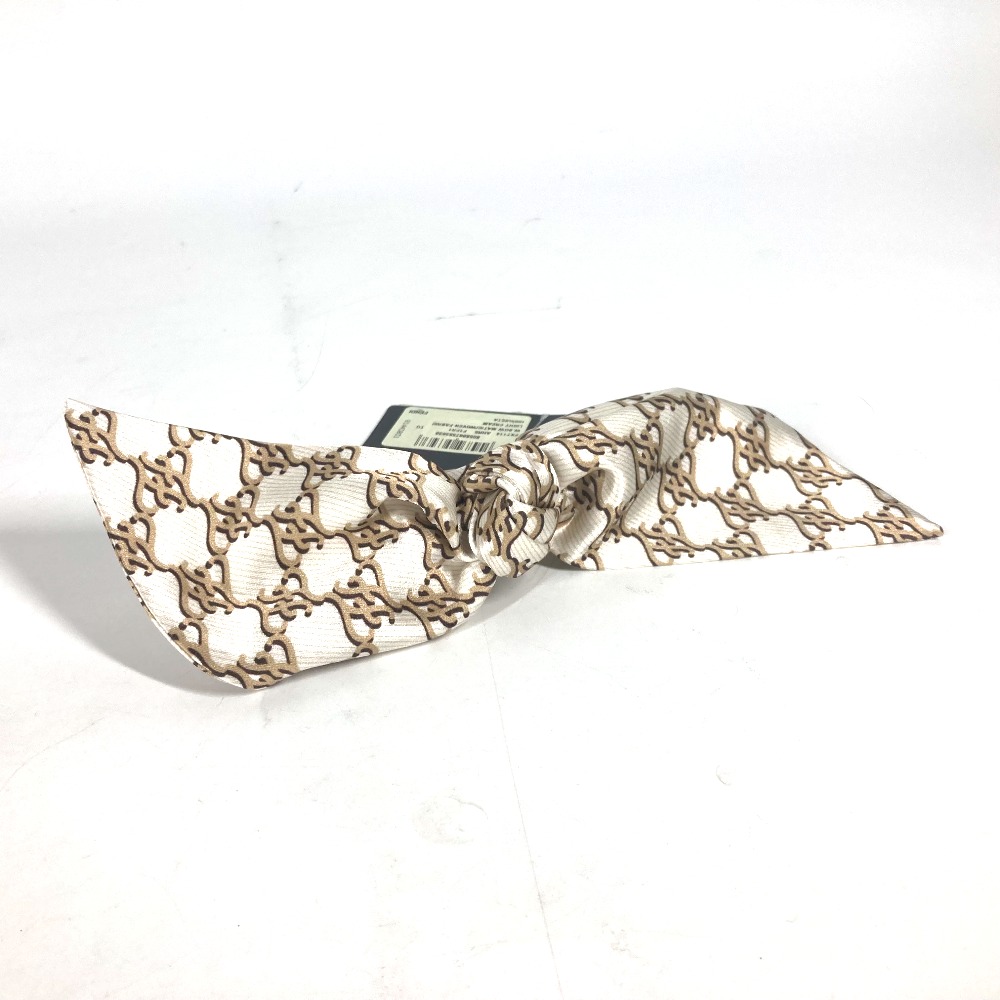 バレッタ FXT114 ロゴ リボン ヘアクリップ ヘアアクセサリー シルク ベージュ