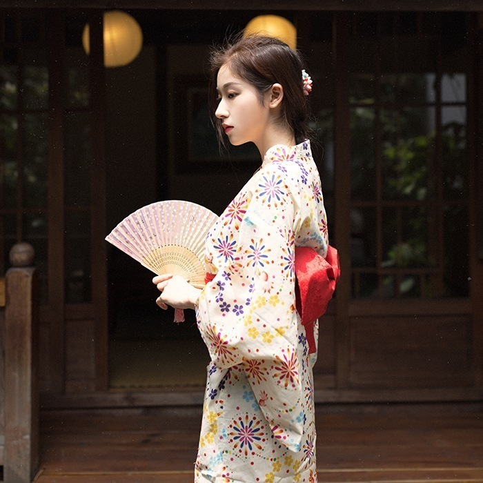 山鳥と彩り新和風金魚花火浴衣レディースレトロガールドレス改良着物在庫 母の日-0001022