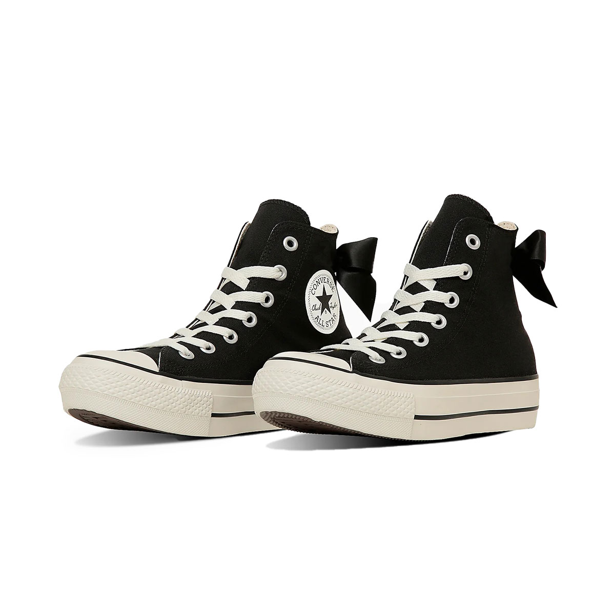オールスター 厚底 ハイカット レディース スニーカー バックリボン ヒール約4cm かわいい 大人可愛い ガーリー おしゃれ 紐靴 軽量 カジュアル シューズ 軽量 E.V.A.インソール