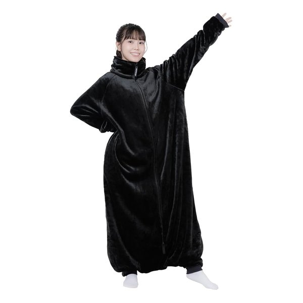 はだけない着る毛布 Mサイズ/ブラック HFD-HB25-M-BK