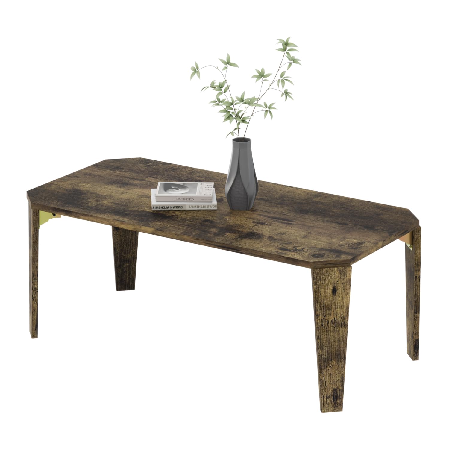 XINYF センターテーブル ローテーブル 折りたたみ ミニテーブル 座卓テーブル 折れ脚リビングテーブル 丸角 ソファテーブル 収納便利 (幅80奥行き40高さ33cm レトロ)