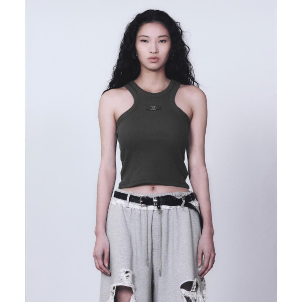 TREEMINGBIRD Metal Logo Point Sleeveless Gray TM2513TS