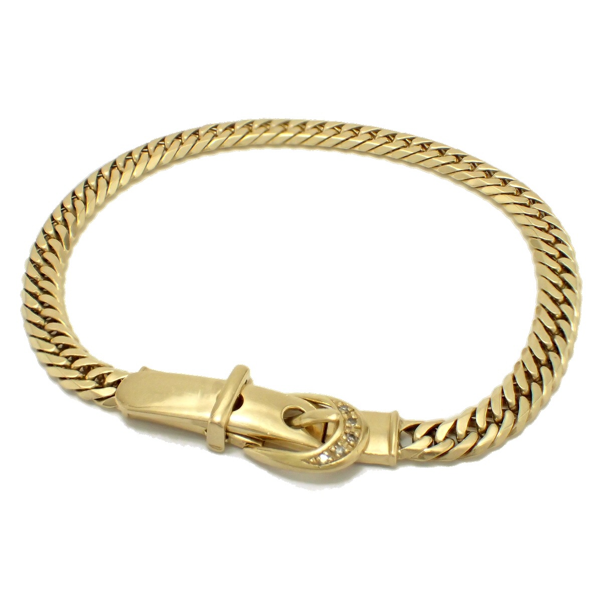 ブレスレット チェーンブレス K18YG イエローゴールド ダイヤモンド 喜平風デザイン キヘイ　6面W ダブル 15.8ｇ