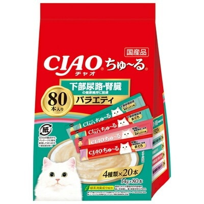 【6個セット】いなば CIAOちゅ～る下部尿路・腎臓の健康維持に配慮バラエティ14g×80本
