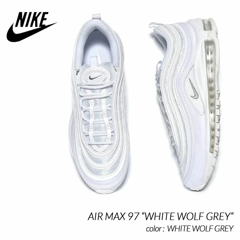 NIKE AIR MAX 97 WHITE WOLF GREY ナイキ ウィメンズ エアマックス スニーカー ( グレー ブラック 白 ホワイト レディース メンズ 921826-101 )