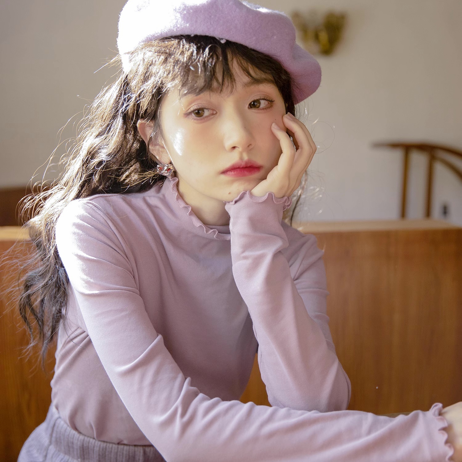 トップス カットソー 袖あり 長袖 ハイネック 大人可愛い きれいめ シンプル カジュアル 大人 上品 おしゃれ お洒落 ラブリー キュート ガーリー 春 夏 秋 冬 2023 10代 20代 30代