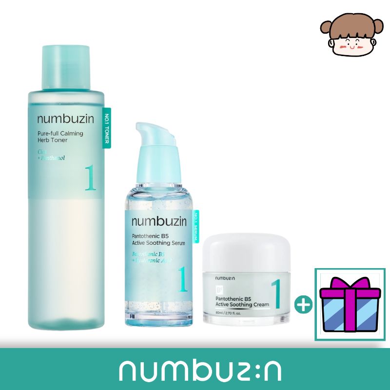 【水分鎮静・赤みケア】numbuzin 1番 トナー＋セラム＋クリーム３点セット/スージングセラム 水分鎮静 赤みケア 化粧水 敏感肌 スキンケア ニキビ予防 韓国スキンケア クーリング鎮静 ゆらぎ