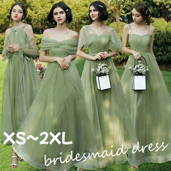 ブライズメイド ドレス ロングドレス 母親 結婚式 袖付き ドレス 大人 ピアノ 発表会 二次会 大きいサイズ 体型カバー 半袖 フリル オフショルダー 卒業式 花嫁 ピアノ発表会 演奏会 20代 3