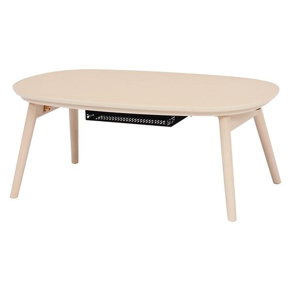 カジュアルこたつテーブル/折れ脚センターテーブル 本体 幅90cm ホワイトウォッシュ オールシーズン可 カルミナ