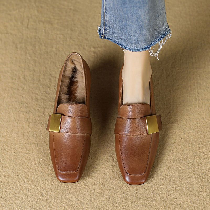 モカシン ローファースクエア靴 レトロ 厚底靴 裏起毛 フラットシューズ ローカット 厚底シューズ ショートブーツ