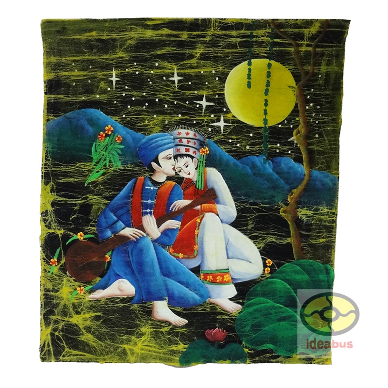 ろうけつ染めの絵Wall Decor Hanging Oil-painting style Batik Tapestry Yunnan Dali Bai Minority Lover 100x85cm 10,125円