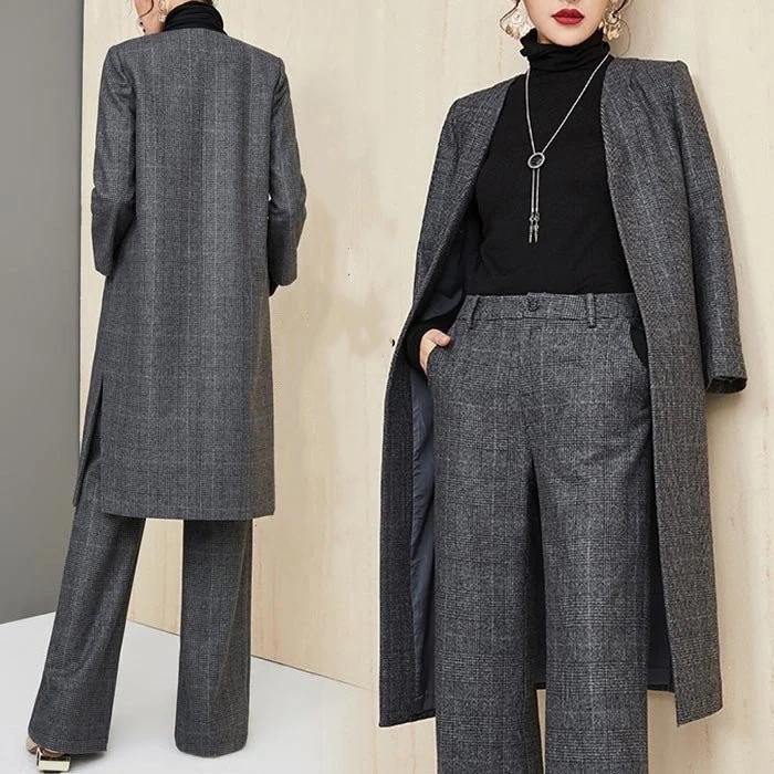 スーツセット レディース パンツセット 事務服 ジャケット ワイドパンツ ビジネススーツ ラシャ