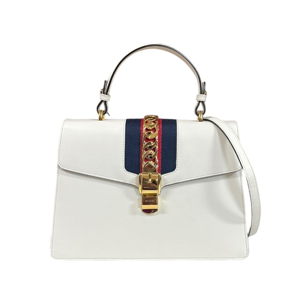 グッチ シルヴィ ショルダーバッグ レザー 431665 ホワイト GUCCI 中古 美品