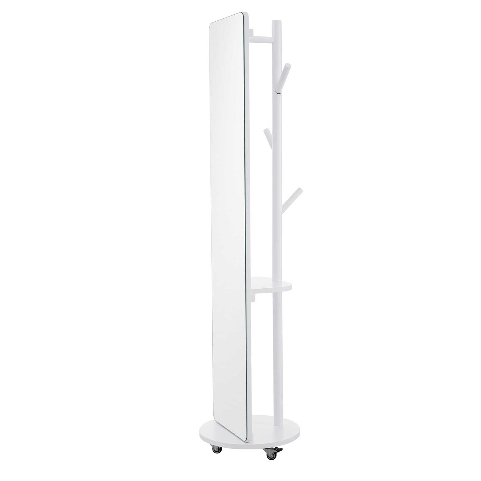 【日本国内出荷-3日で配達】姿見 玄関 おしゃれ ハンガーラック 収納 スタンド 回転 DIY 自撮り鏡 ミラー 壁掛け鏡 全身鏡 飛散防止加工 全身ミラー ドレッサー ホワイトDJYC153