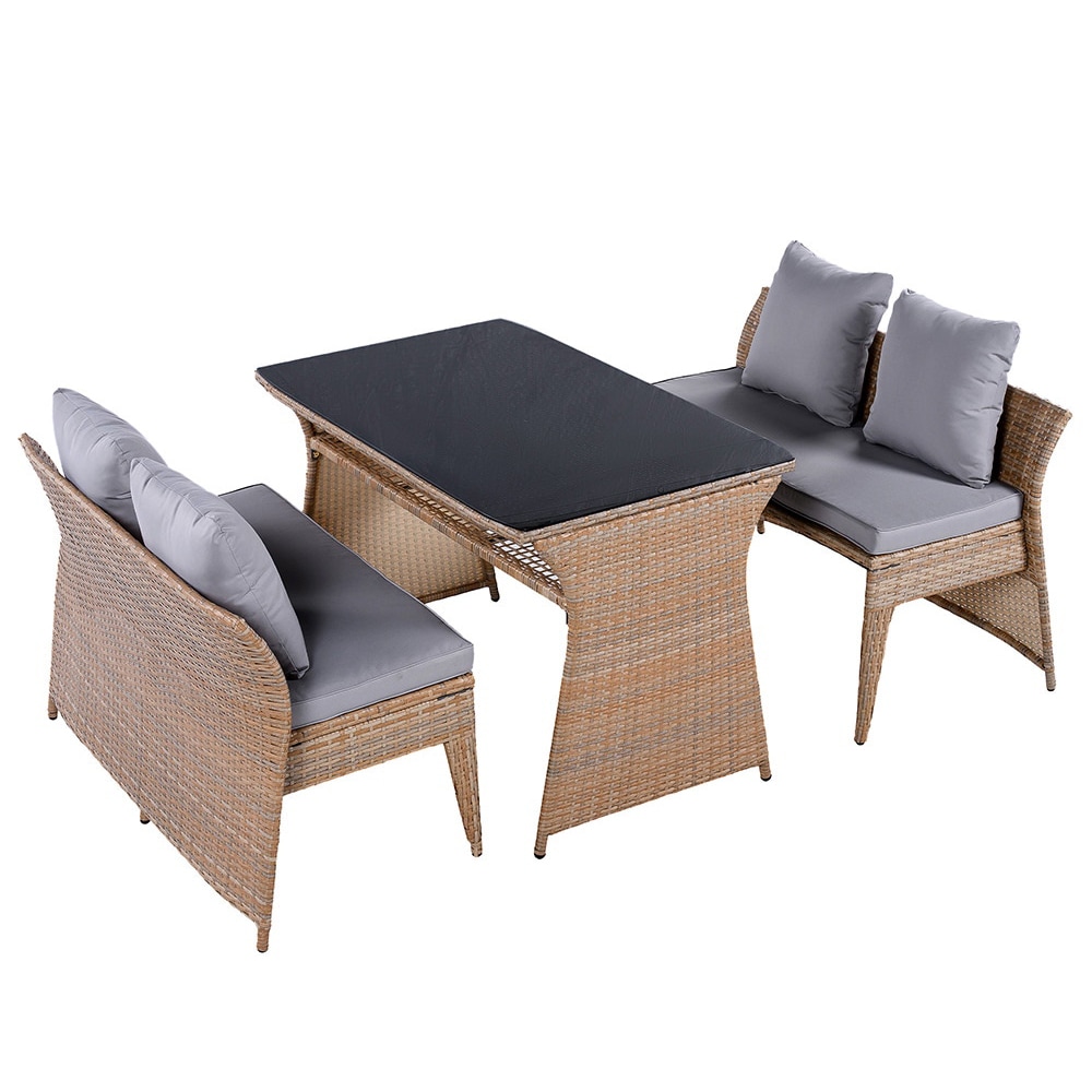 【国内即日発送】4人掛け ガーデン テーブル 3点セット ラタン調 ガーデンファニチャー ベランダテーブル ガーデンテーブル ガーデンチェアー テーブル コンパクト 屋外家具 ガーデンファニチャー お