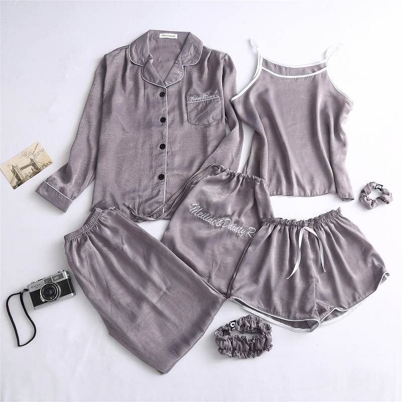 レディースナイトウェア 7点 セットアップ ルームウェア パジャマ 寝間着 キャミソール パンツ ショート丈 ロング丈 シュシュ 巾着 ポーチ 収納 カラバリ オールシーズン 春 夏 秋 冬 かわいい 5,151円