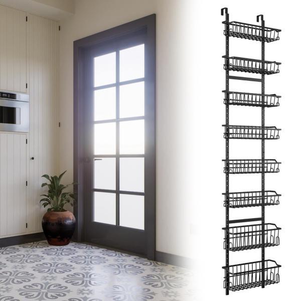 オーバーザドアパントリーオーガナイザー家用クローゼットドア用収納ラック8層