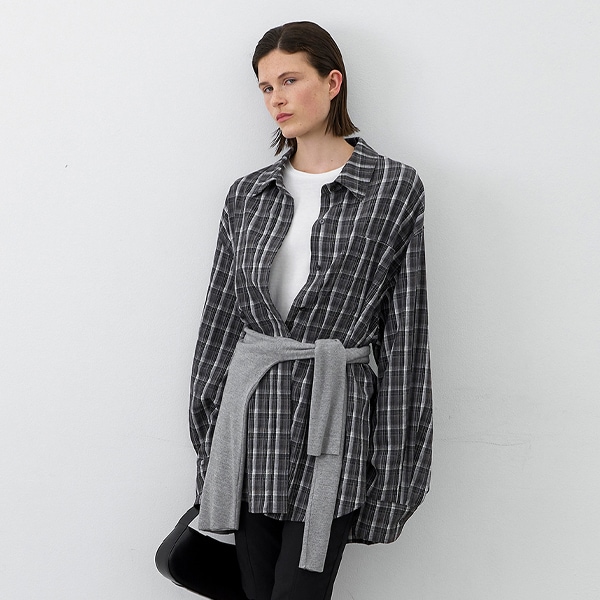 (BL-4368)ESSENTIAL WASHING CHECK RELAXED SHIRT