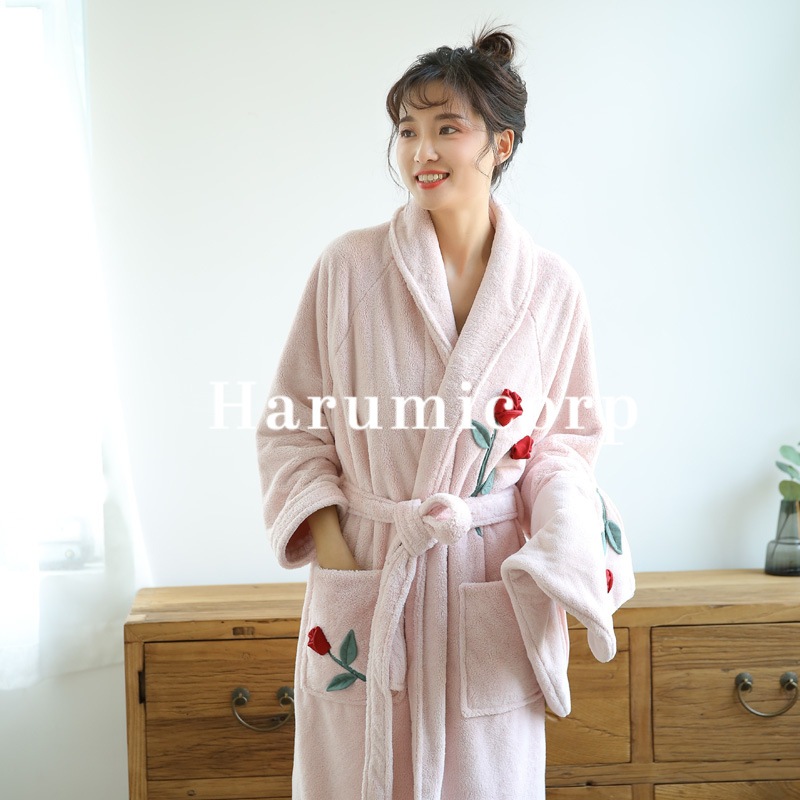 バスローブ ガウン レディース 裏起毛 着る毛布 春秋冬 ルームウェア もこもこ 厚手 ナイトガウン 温泉 お風呂 部屋着 ふわふわ ペア パジャマ カップル かわいい 暖かい ナイトウェア おし
