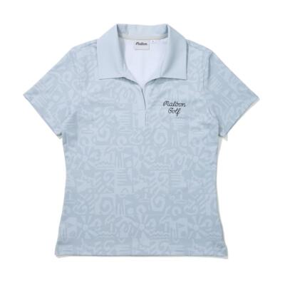 Malbon Golfシーズングラフィックカラットシャツ（ライトグレーレディース）