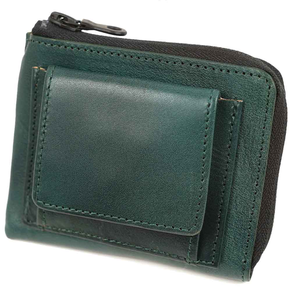 Hawk Company ホークカンパニー astore アストア 財布 メンズ レディース L字ファスナー コンパクト イタリアンレザー AS3002-GREEN グリーン