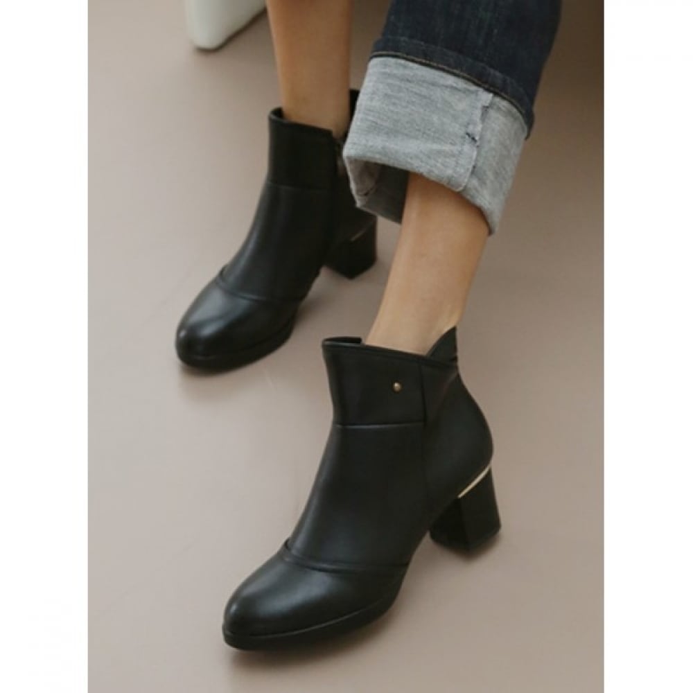 (Ninaspari) カットラインコージーライニングレザーアンクル