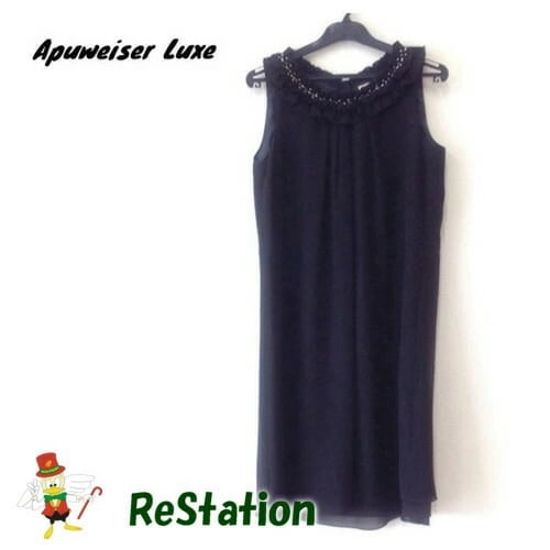 【中古】アプワイザーリュクス Apuweiser Luxe ワンピース ノースリーブ ビーズ装飾 ブラック レディース サイズ2