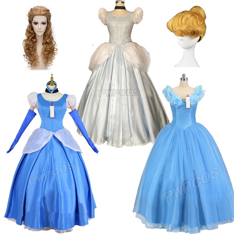シンデレラ ドレス Cinderella コスプレ衣装 フルセットバニエ付き　プリンセスドレス 結婚式 文化祭 学園祭 演劇服装 文化祭 ハロウイン パーティー 宴会 文化祭 変装 大人用