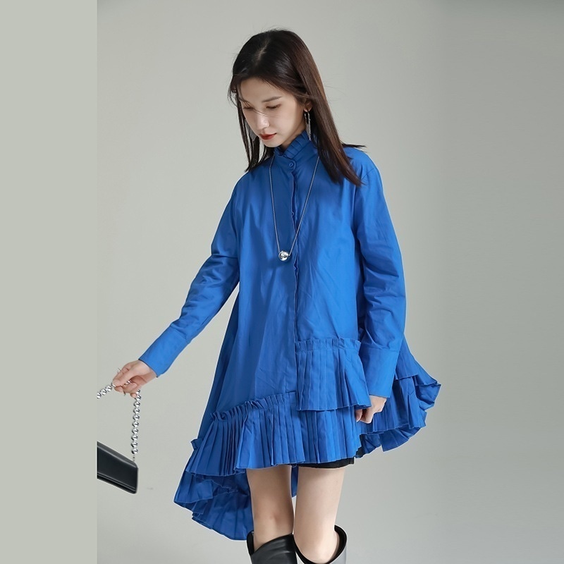 NEW登場2025 春夏 ニュースタイル 立ち襟 レトロ 長袖 ワンピース ゆったり 不规则 ワンピース 気質チュニック 韓国ファッション ノースリーブワンピースリネンワンピース 5,385円