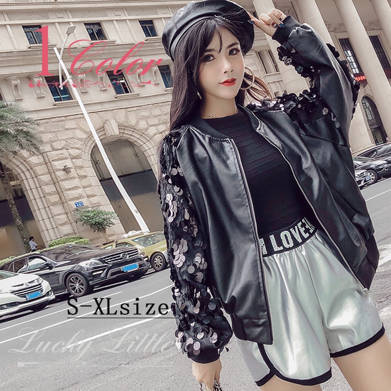 韓国ファッションゆったりスパンコール刺繍トレンチコートジャケット47