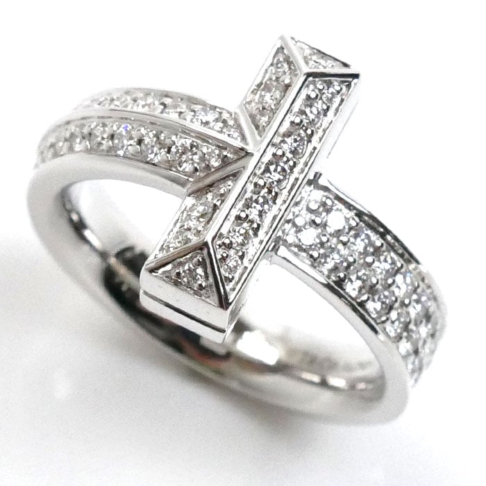 TIFFANY&Co. ティファニー K18WG ホワイトゴールド Tワン ダイヤ リング・指輪 68170036 ダイヤモンド0.54ct 11号 10.2g レディース 中古 美品