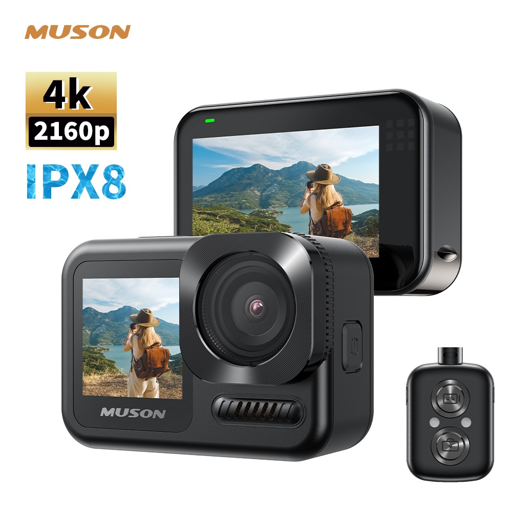 【本機防水20M】 アクションカメラ 4K 60FPS 20MP 手ブレ補正 wifi搭載 170度広角レンズ 1350mAhバッテリー2個 リモコン付 2000万画素水中カメラ