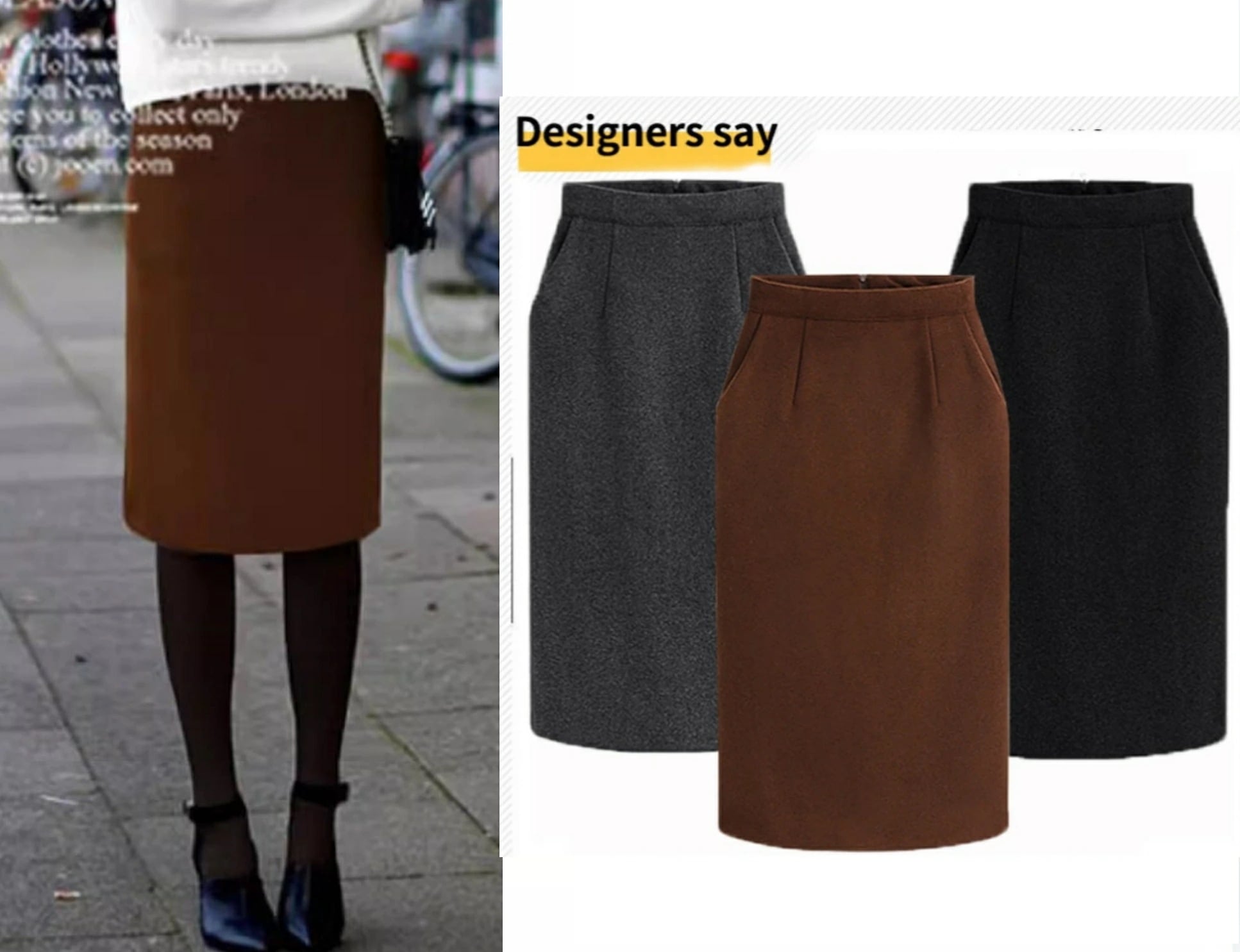 【SNS大人気】タイトスカート ラシャスカート 　膝丈 　ポケット付き　ひざ丈　カラー スカート 秋冬物 レディース ハイウエスト 通勤 オフィス ビジネス 就活 大きいサイズ 普段着 厚手