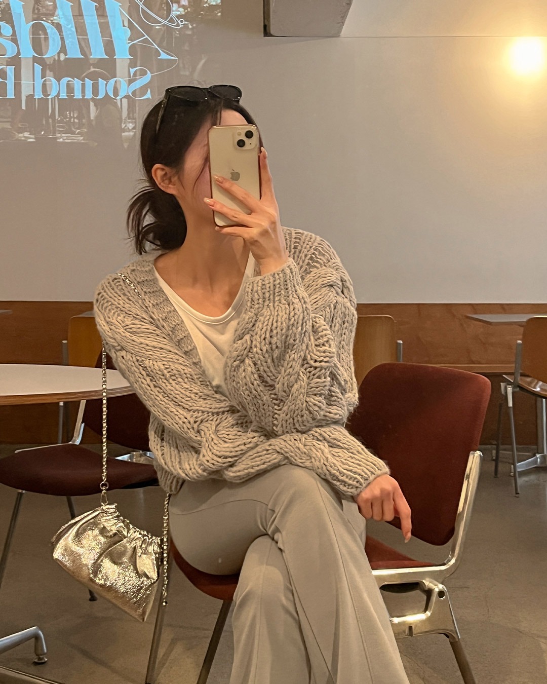 アルパカウール混カーディガン韓国ファッション レディース