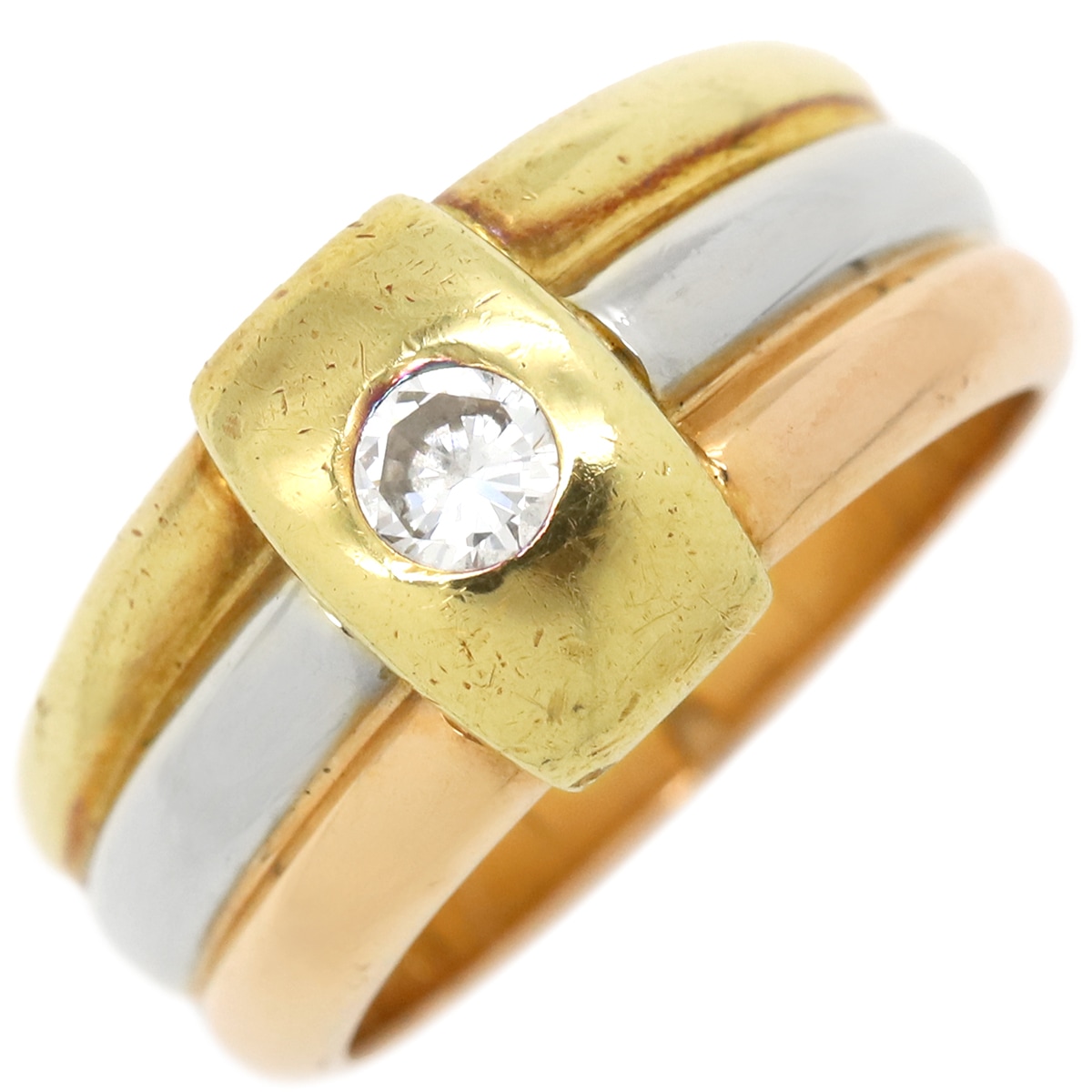 カルティエ Cartier リング 指輪 スリーカラー ダイヤ K18WG K18YG K18PG ダイヤモンド ホワイトゴールドXイエローゴールドXピンクゴールド #52(JP12) 3カラー 75